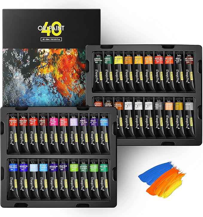Magicfly Oil Paint, 40pcs (18ml/0.6oz), Rich Pigments, Vibrant, Non Toxic Paints for Professional Artist, Hobby Painters & Kids, Ideal for Canvas Painting, Packaged in Exquisite Box for Gift