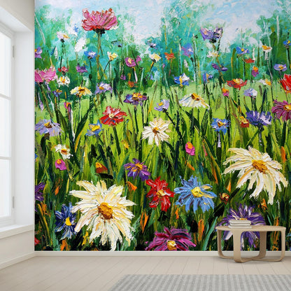 wall26 Wall Sticker/Wall Mural Wildflower Abstract, Not Peel and Stick, Non-Woven Wallpaper Decorative for Bedroom, Living Room, Office - 108x120 inches