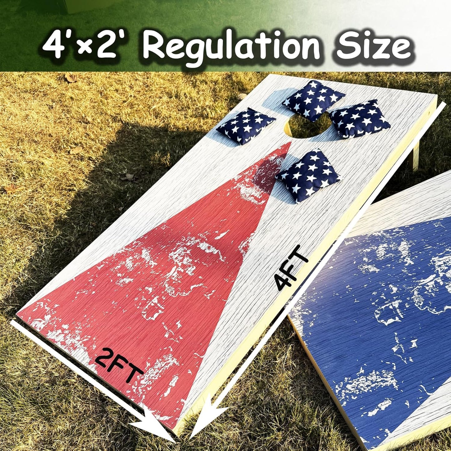 4×2FT Cornhole Board Set,Wooden Corn Hole Games for Adults Bean Bag Toss Game Set, with Corn Hole Bags Set 8,2 Cornhole Boards and a Carrying Case for Wedding/Party/Outdoor/Hiking/Yard