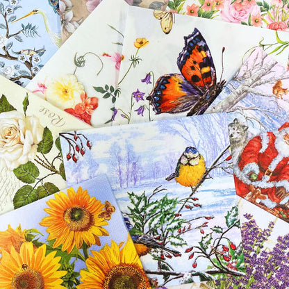 Mystery Pack Decoupage Paper Napkins, 20-ct Assorted Surprise Napkins, Decorative Napkins Random For Art Craft Junk Journal, 20 Different Designs