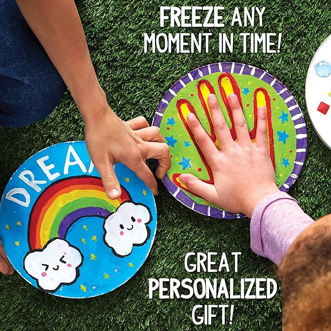 Made By Me Mix & Mold Your Own & Make 4 DIY Personalized Stepping Stones, Great Spring & Summer Weekend Activity, Perfect Keepsake, Birthday Party Idea for Kids Ages 5, 6, 7, 8, 9, Multicolor