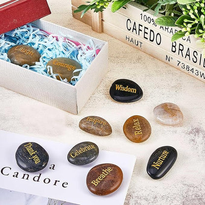 Fabbay Engraved Inspirational Stones, Encouragement Motivational Rocks with Words, Natural River Stone Bulk Set for Garden Decor, Meditation, Positive Gifts & Easter Decorations(Vintage Color,40 Pcs)