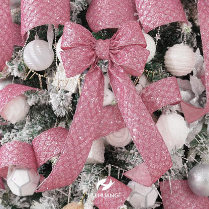 HUIHUANG Pink Glitter Wired Ribbon for Christmas Tree 2.5 inch Light Pink Diamond Mesh Wire Ribbon for Tree Decoration, Wreaths, Garland, Gift Wrapping, Bows Making, Home Decor -10 Yards - Crafty Corner