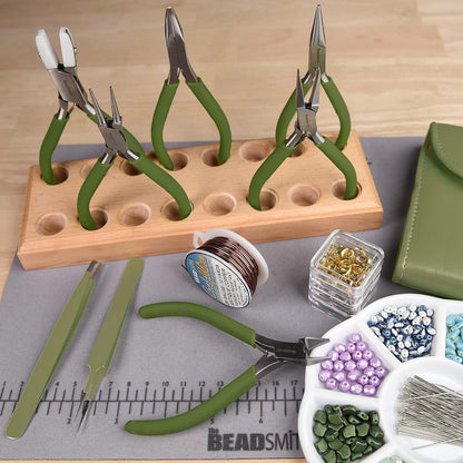 The Beadsmith Fashion Color Pliers – Set of 8 Slimline Color-Coordinated Tools – Matching Clutch in Olive – Jewelry Making Supply Kit to Create Necklaces, Bracelets, Earrings & More - Crafty Corner