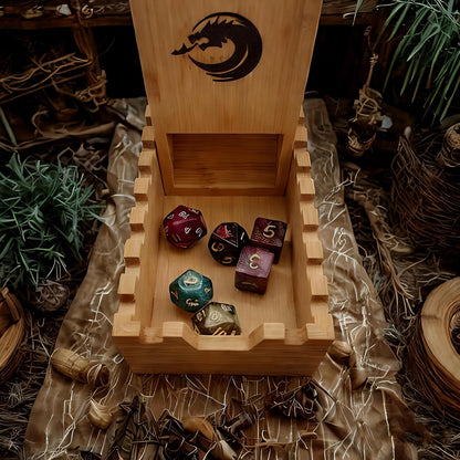 Bamboo Dice Tower DND Dice Roller, Foldable Magnetic Die Roller Castle for Dungeons and Dragons, Board Game, D&D Tabletop Game and RPG Games