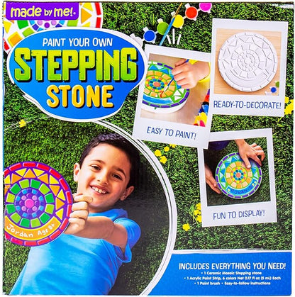Made By Me Mosaic Stepping Stone, DIY Custom Name Garden Stone, Great Spring & Summer Painting Activity, Arts & Crafts Kit for Kids Ages 5-9