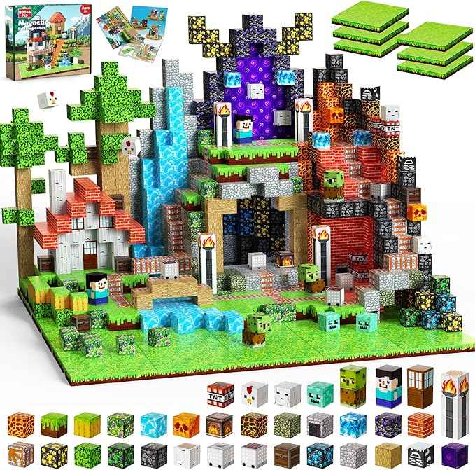 Magnetic Blocks - 200PCS Magnetic Blocks with 6 Base Plate, Magnetic Building Blocks for Kids Ages 4 5 6 7 8, Stacking Magnets for Kids, Birthday Gifts for 3-10 Year Old Boy Girls, STEM Toys
