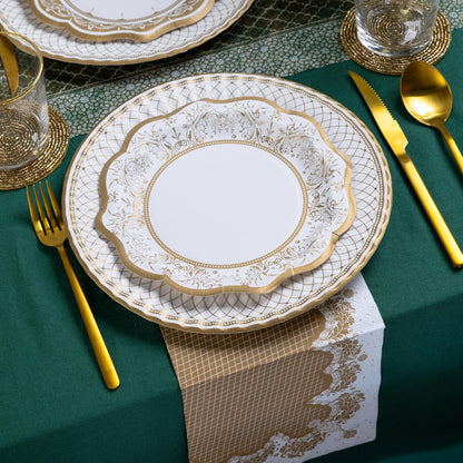 Talking Tables 24 x Gold Disposable Paper Party Plates in 3 Styles, Strong and Sturdy Elegant Scalloped Design Recyclable Dishes for Christmas, Birthday Weddings, Anniversary 9inch