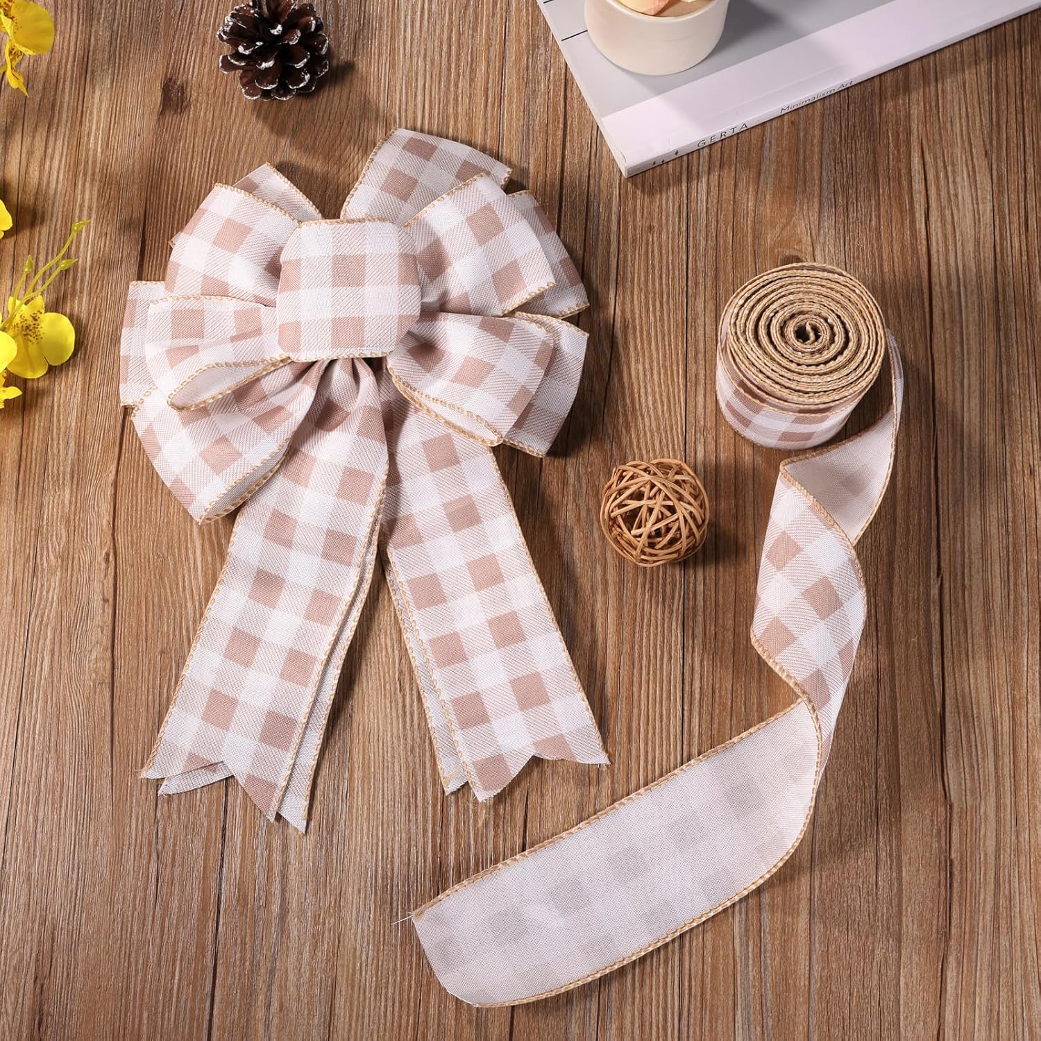 Burlap Ribbon Wired, Farmhouse Buffalo Plaid Ribbon Rustic Fabrics for Gifts Wrapping DIY Crafts Floral Bows Wreath Making Party Supplies Holiday Home Decoration, 2.5 Inch x 10 Yards - Crafty Corner