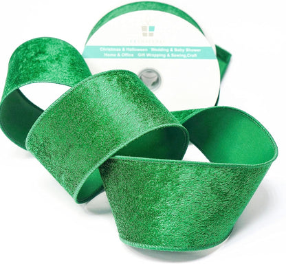 Green Velvet Ribbon 2.5 Inch x 10 Yards for Christmas Tree Topper Home Decoration Wreath Gift Wrapping DIY Craft - Crafty Corner