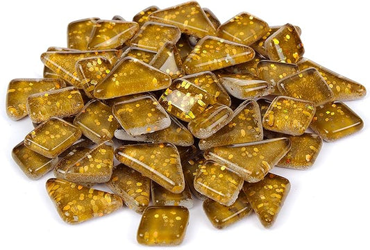 Milltown Merchants™ Light Brown Glitter Mosaic Tile Pieces - Bulk Mocha Sparkle Mosaic Tiles - 3 Pound (48 oz) Shimmer Tile Assortment for Backsplash, Stepping Stones, and Mosaics