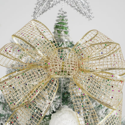 MEEDEE Champagne Gold Glitter Ribbon - 2.5 Inch Square Mesh Net Wired Ribbon with Rainbow Sparkle for Christmas Tree Decoration, Wreath Bow Making (25 Yards) - Crafty Corner