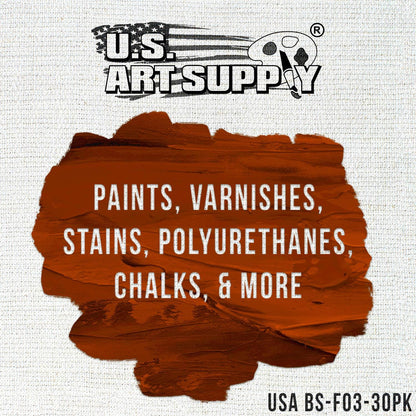 US Art Supply 3 inch Foam Sponge Wood Handle Paint Brush Set (Super Value Pack of 30 Brushes) - Lightweight, Durable and Great for Acrylics, Stains, Varnishes, Crafts, Art