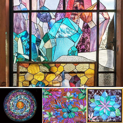 24 Sheets Shades of Purple Stained Glass Sheets, 6 X 4 inches Stained Glass Supplies Mosaic Tiles for Crafts, Pink Colors for Glass Projects or Mosaic Arts