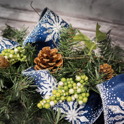 CT CRAFT LLC Navy Satin with Silver Snowflake Wired Ribbon 2.5 Inch x 10 Yards for Christmas Home Decor Tree Topper Bow Gift Wrapping DIY Crafts Wreath Garland - Crafty Corner