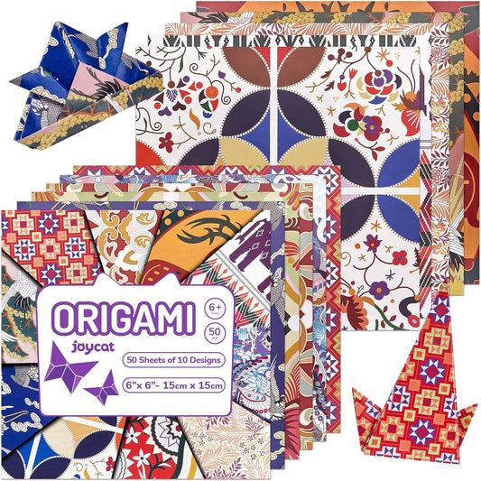 Ethnic Patterns Origami Paper - 50 Sheets 6x6 Inches - Double-Sided Traditional Cultural Art Colored Folding Paper for Adults, Artists & Kids - Ideal for Scrapbooking, Card Making and DIY Crafts - Crafty Corner