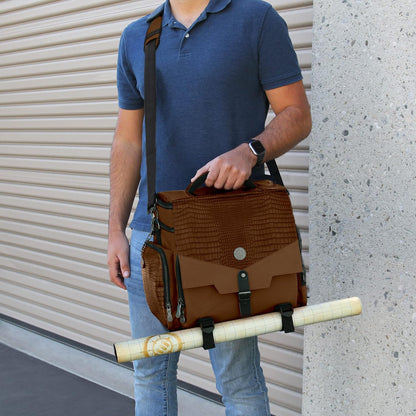 ENHANCE Travel Bag for DND Collector's Edition, Bag Compatible with Dungeons and Dragons, Combat Mat Holder, Dice Pockets and Accessories, Carry 4-8 Books (Brown Dragon)