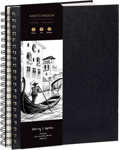 Artist’s Sketchbook Hardcover – 200GSM Very Thick Paper – Spiral Sketch Book for Drawing and Mixed Media – Sketch Pad, Art Book - 5.8 x 8.5, 40 Sheets / 80 Pages - Crafty Corner