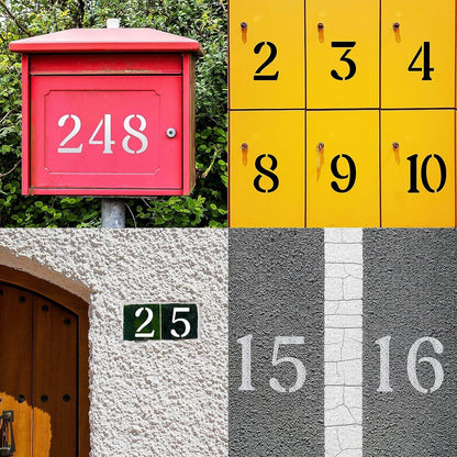 YEAJON 10 Inch Curb Stencil Kit 0-9 Address Number Stencils, 20Pcs Reusable 14 Mil Mylar Plastic Templates for Painting on Road, Wall, Wood, Mailbox