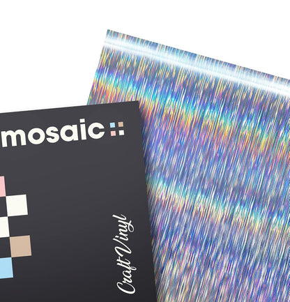 VViViD Mosaic+ Silver Brushed Holographic 1ft x 5ft Crafting Vinyl Crinkle-Free 8yr UV Finish Crafting Vinyl