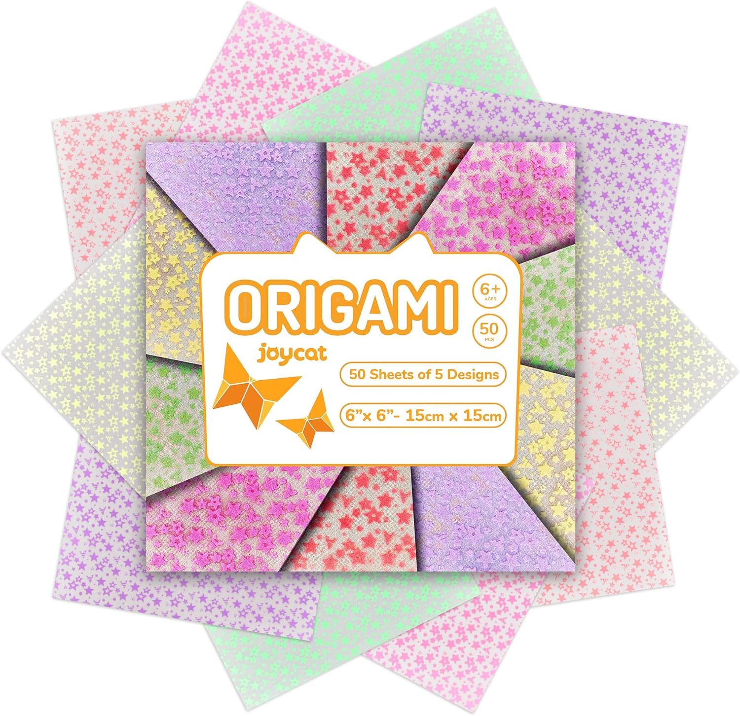 Joycat Pastel Glow in The Dark Origami Paper - 50 Sheets 6x6 Inches - Soft Luminous Sheets for Kids & Creative Projects, Ideal for Scrapbooking, Card Making and DIY Crafts - Crafty Corner