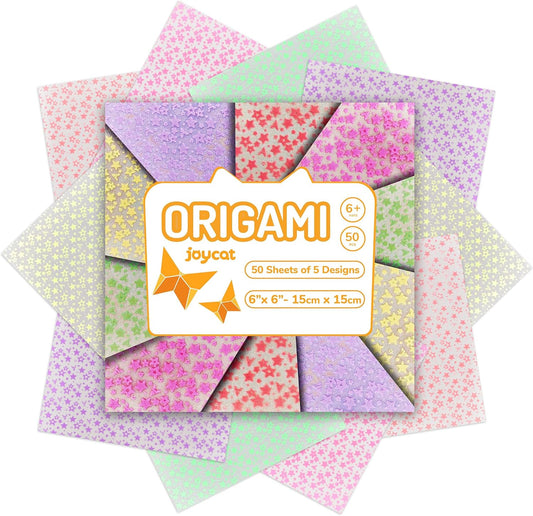 Joycat Pastel Glow in The Dark Origami Paper - 50 Sheets 6x6 Inches - Soft Luminous Sheets for Kids & Creative Projects, Ideal for Scrapbooking, Card Making and DIY Crafts - Crafty Corner