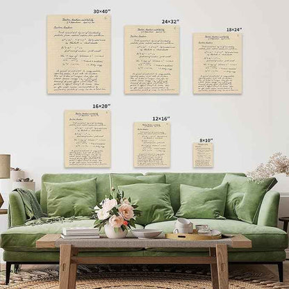 Poster Master Oppenheimer Canvas - Retro Atomic Bomb Manuscript Print - Manhattan Project Art - Gift for Him, Her, Scientist - Physics Decor for Office, Library - 18x24 Gold Framed Canvas