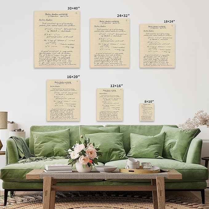 Poster Master Oppenheimer Canvas - Retro Atomic Bomb Manuscript Print - Manhattan Project Art - Gift for Him, Her, Scientist - Physics Decor for Office, Library - 24x32 Gold Framed Canvas