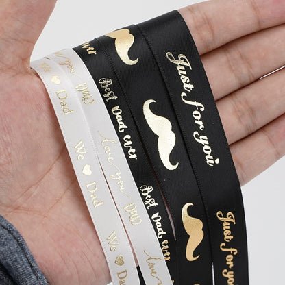 MEEDEE Happy Father's Day Ribbon Fathers Day Decorations Gift Box Wrapping Paper Decor Thank You Satin Thin Ribbon Assorted Black Satin, 5 Rolls with 10 Yards Each Total 50 Yards - Crafty Corner