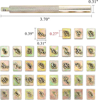 Yoption 37 Pieces Leathercarft Stamping Tool Set, 6mm Alphabet Letters and Numbers Stamps Leather Craft Stamping Tools with Gift Box