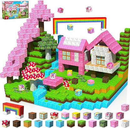 Magnetic Blocks - 150PCS Building Blocks Unicorn Cubes - Toys for Montessori Toddler Christmas Birthday Gifts - STEM Sensory Toys for 3 4 9 10 Year Old Girl