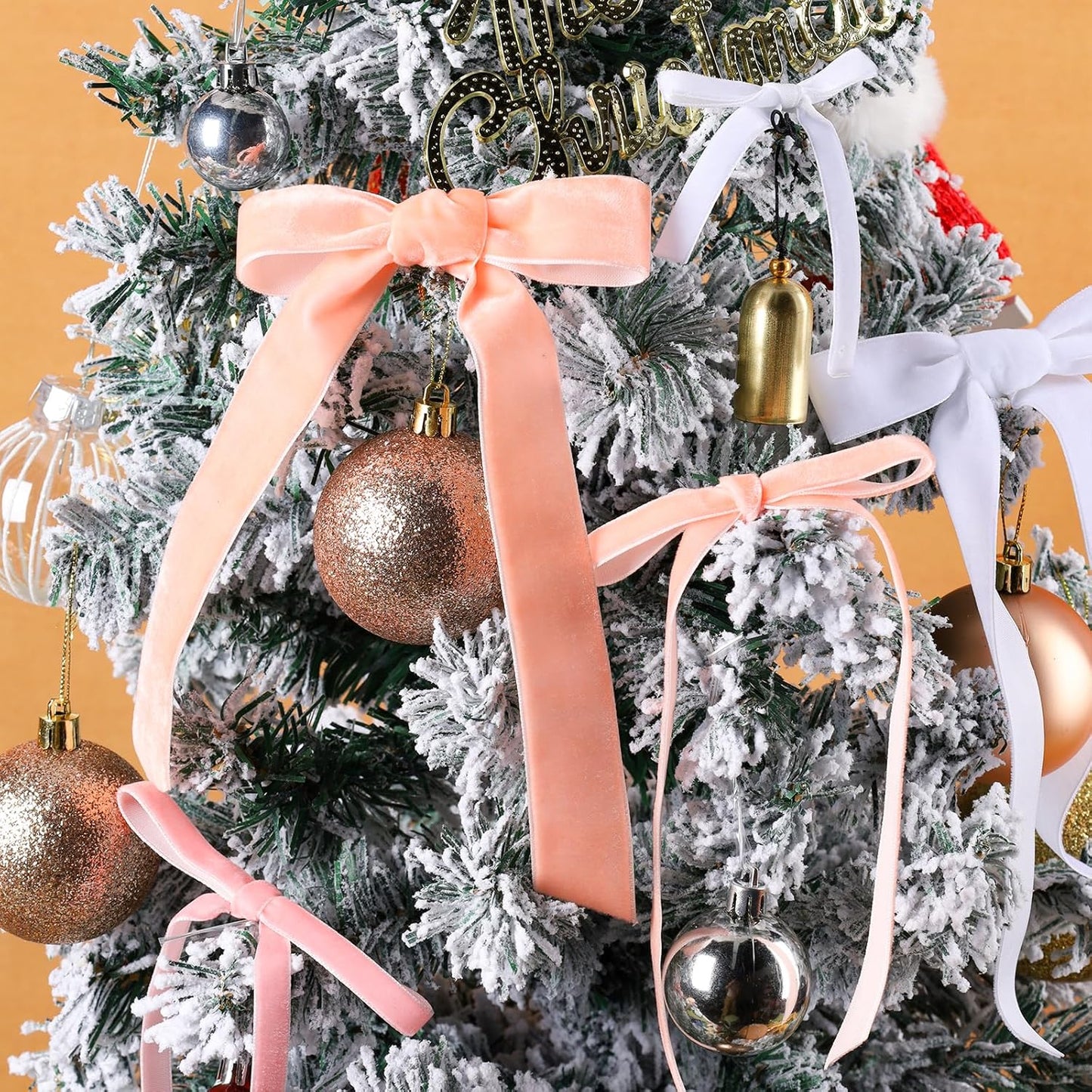 LaRibbons Thin Velvet Ribbon 3/8 Inch x 25 Yards, Peach Pink Velvet Ribbon for Christmas Tree, Gift Wrapping, Wreath Bow, Outdoor Decoration - Crafty Corner
