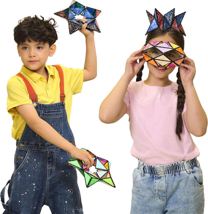 TOSY Magnet Pyramid Glow - 1 Cube Transforms into 1 Billion Shapes, 12 Pieces, 243 Rare Earth Magnets, Glowing, Holographic Design Magnet Tiles Creative Puzzle STEM/STEAM Toy, 2-Pack