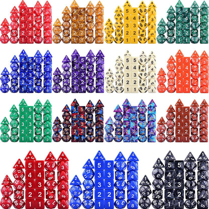 Extended Dice RPG Set 15 x 31 Polyhedral Dice (465 Piece) for DND 5e Tabletop Adventure Games (15 Colors - Classic)