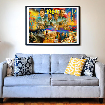Think2Master 1960s 500 Pieces Large Format Jigsaw Puzzle: Kids 12+, Teens, Adults & Families. Travel Back in Time with The Nostalgic Collage. Great Gift. Size: 26.8” X 18.9”