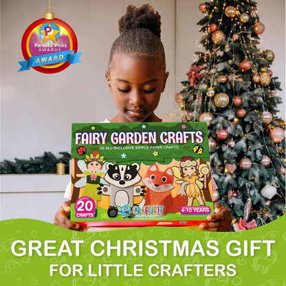 Craftikit® 20 Award-Winning Fairy Garden Crafts for Kids - 20 All-Inclusive Fun Paper Toddler Crafts, Fairy Garden Kit for Kids Ages 3-8