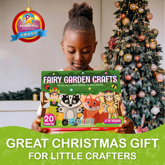 Craftikit® 20 Award-Winning Fairy Garden Crafts for Kids - 20 All-Inclusive Fun Paper Toddler Crafts, Fairy Garden Kit for Kids Ages 3-8