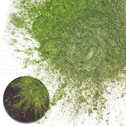Ceya Highly Chameleon Mica Pigment, 1.8oz/ 50g Elf Green Eyes Chrome Powder, Cosmetic Grade Pearlescent Effect Color Shift Pigment for Epoxy Resin, Makeup, Nail Polish, Soap Dye, Candle Making, Slime