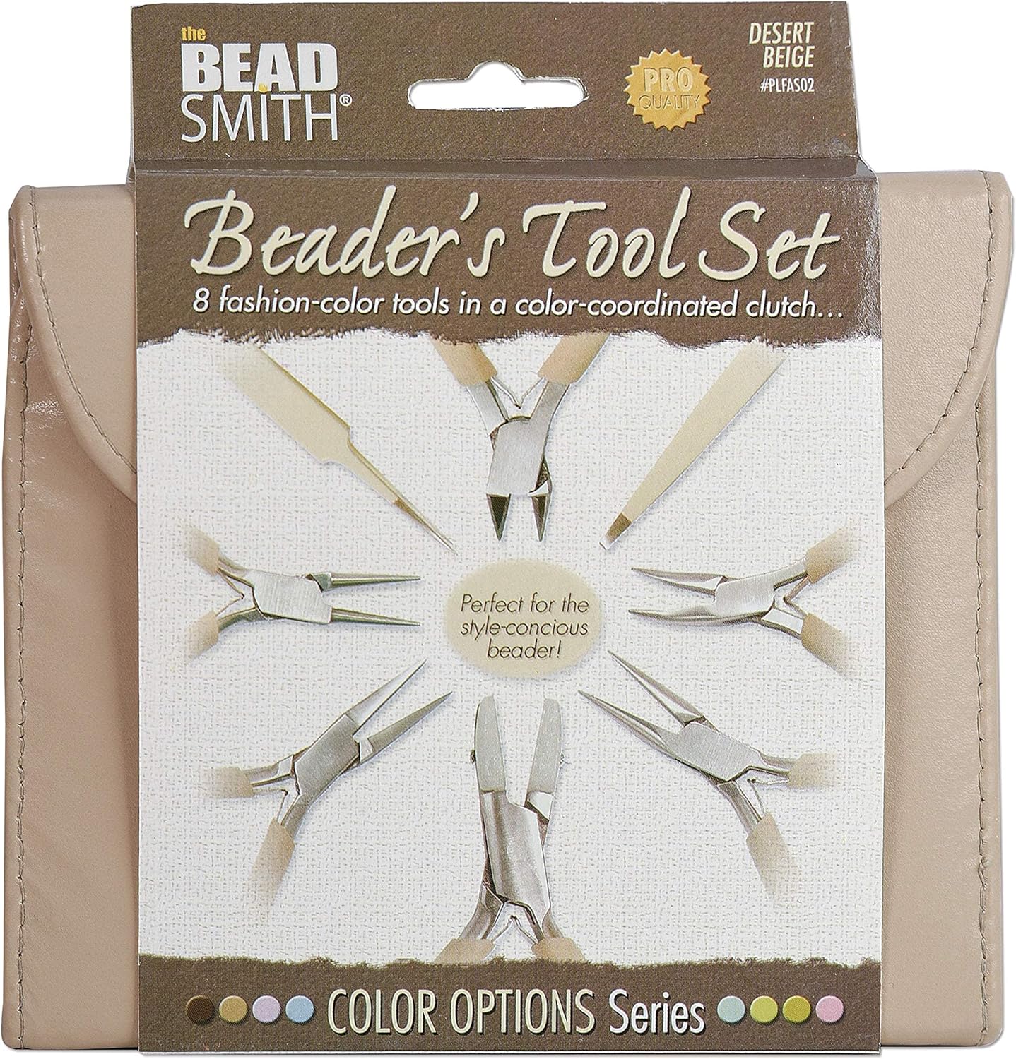 The Beadsmith Fashion Color Pliers – Set of 8 Slimline Color-Coordinated Tools – Matching Clutch in Beige – Jewelry Making Supply Kit to Create Necklaces, Bracelets, Earrings & More - Crafty Corner
