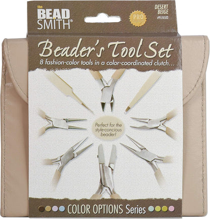 The Beadsmith Fashion Color Pliers – Set of 8 Slimline Color-Coordinated Tools – Matching Clutch in Beige – Jewelry Making Supply Kit to Create Necklaces, Bracelets, Earrings & More - Crafty Corner