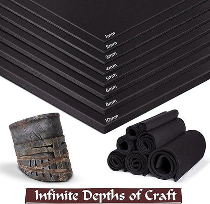 Shape Retention EVA Cosplay Foam - 6mm Thick (Black) X-Large 35”x59” High Density EVA Craft Foam Sheets - Premium 85 kg/m3 Heat Shape Material for DIY, Comic, Con or Halloween Costumes - The Foamory