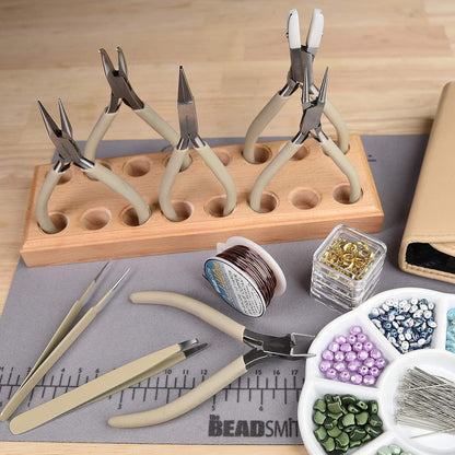 The Beadsmith Fashion Color Pliers – Set of 8 Slimline Color-Coordinated Tools – Matching Clutch in Beige – Jewelry Making Supply Kit to Create Necklaces, Bracelets, Earrings & More - Crafty Corner