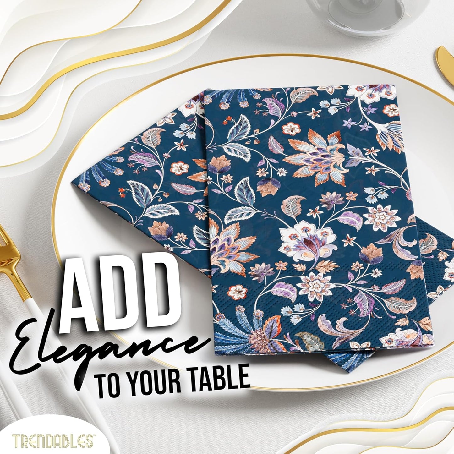 Trendables Floral Napkins for decoupage 200 Pcs 3 Ply floral paper napkins decorative Guest Towels Disposable Bathroom, Flower Design For Tea Party Decorations, Dinners & Weddings