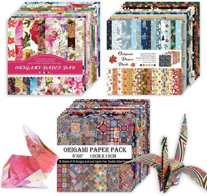 Origami 6x6 Paper Kit 150 Sheets 150 Vivid Colors Double Sided Same Printed Traditional Patterns Square for Arts Crafts Projects Japan Traditional Chiyo.Bohemian - Crafty Corner