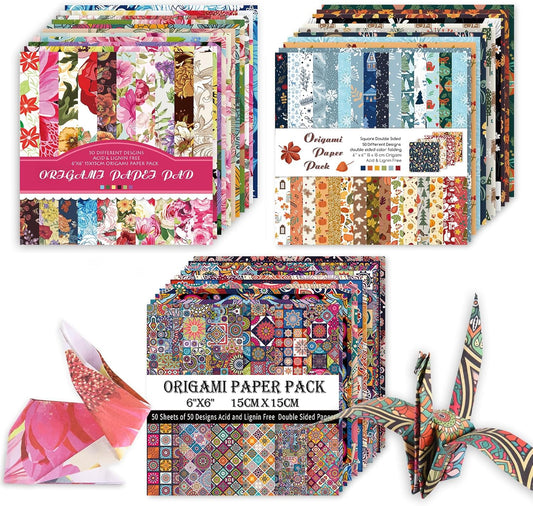 Origami 6x6 Paper Kit 150 Sheets 150 Vivid Colors Double Sided Same Printed Traditional Patterns Square for Arts Crafts Projects Japan Traditional Chiyo.Bohemian - Crafty Corner