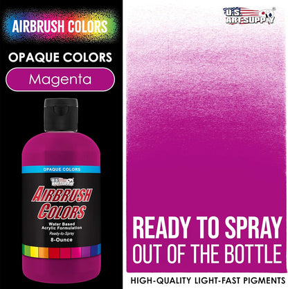 U.S. Art Supply Opaque Magenta Acrylic Special Effects Airbrush Paint - 8oz Ready to Spray Air Brush Paint for Nails, Models, Fabric - Water-Based Air Brush Painting