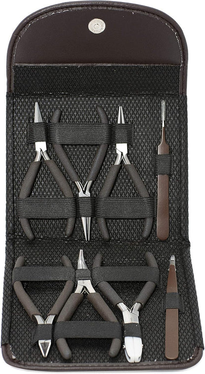 The Beadsmith Fashion Color Pliers – Set of 8 Slimline Color-Coordinated Tools – Matching Clutch in Chocolate – Jewelry Making Supply Kit to Create Necklaces, Bracelets, Earrings & More - Crafty Corner