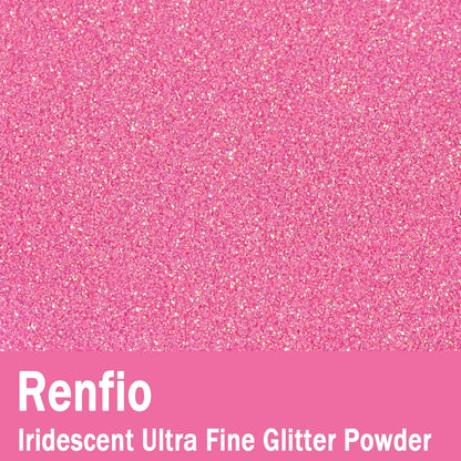 Renfio Iridescent Ultra Fine Glitter Powder Resin Supplies Glitters 1.94 Oz (55g) PET Flake Crafts Sequins 1/128" 0.008" 0.2mm Epoxy Chips Flakes for Tumblers Slime Painting - Magic Rose Pink