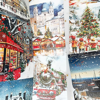 Washi Tape Set,3 Rolls City Landscape Stickers for Journaling,Christmas Washi Tape Stickers for Junk Journal Supplies,Scrapbooking,Notebook,Phone Case,DIY Craft(Victoria)