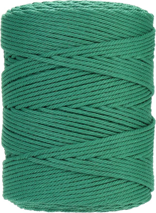 Cotton Macrame Cord 4mm 328yards Natural Colored Macrame Supplies, Soft Craft Cotton Rope for Plant Hanger Wall Hanger Dreamcatcher (Dark Green)